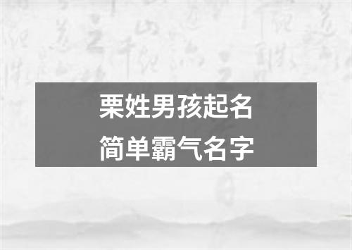 栗姓男孩起名简单霸气名字