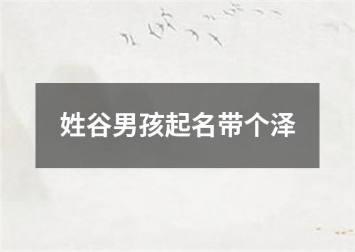 姓谷男孩起名带个泽