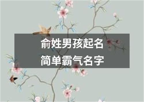 俞姓男孩起名简单霸气名字