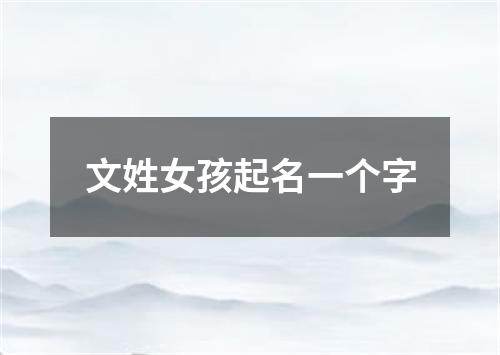 文姓女孩起名一个字