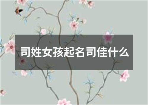 司姓女孩起名司佳什么