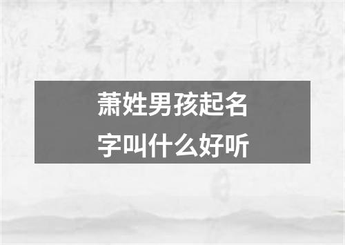 萧姓男孩起名字叫什么好听