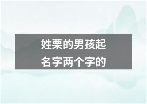 姓栗的男孩起名字两个字的