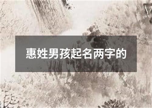 惠姓男孩起名两字的