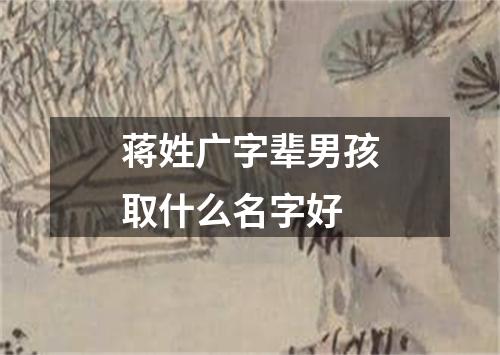 蒋姓广字辈男孩取什么名字好