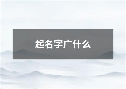 起名字广什么