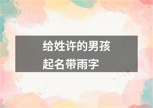 给姓许的男孩起名带雨字