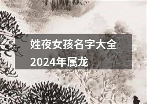 姓夜女孩名字大全2024年属龙