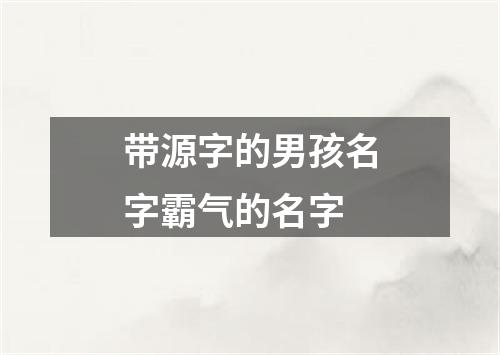 带源字的男孩名字霸气的名字