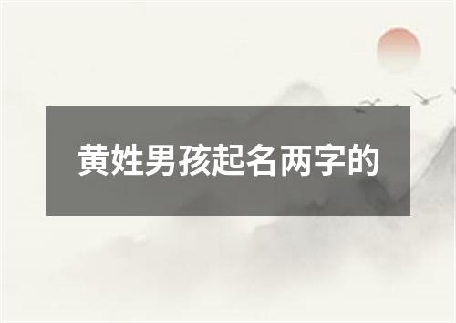 黄姓男孩起名两字的