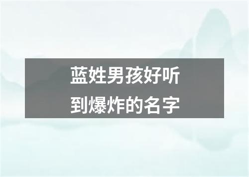 蓝姓男孩好听到爆炸的名字