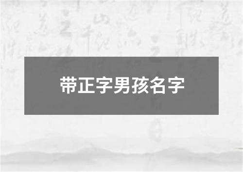 带正字男孩名字