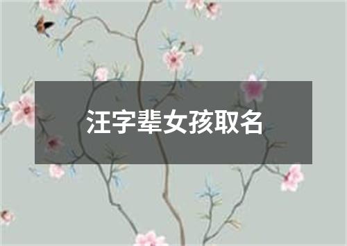 汪字辈女孩取名