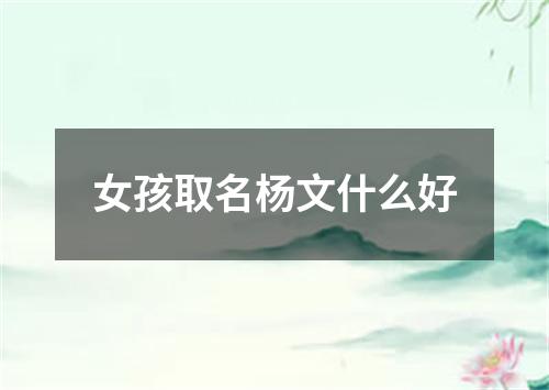 女孩取名杨文什么好