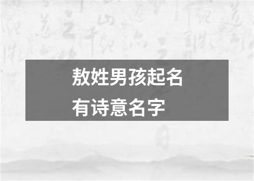 敖姓男孩起名有诗意名字