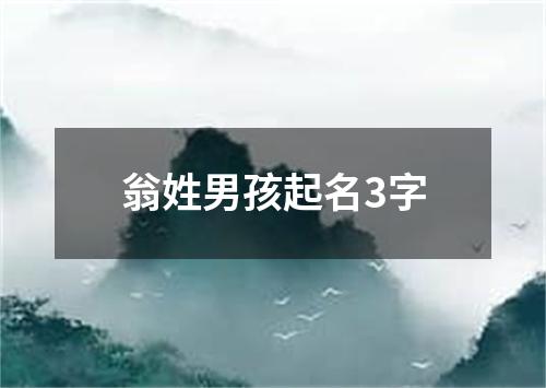 翁姓男孩起名3字