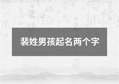 裴姓男孩起名两个字