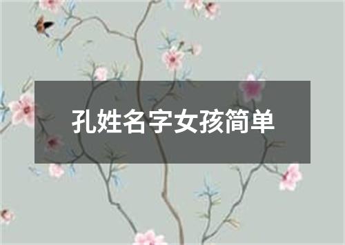 孔姓名字女孩简单