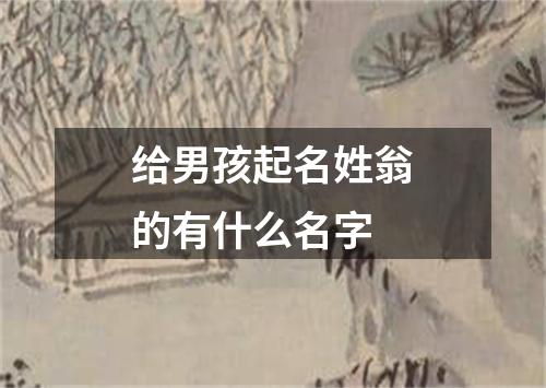 给男孩起名姓翁的有什么名字