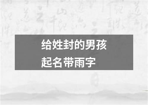 给姓封的男孩起名带雨字