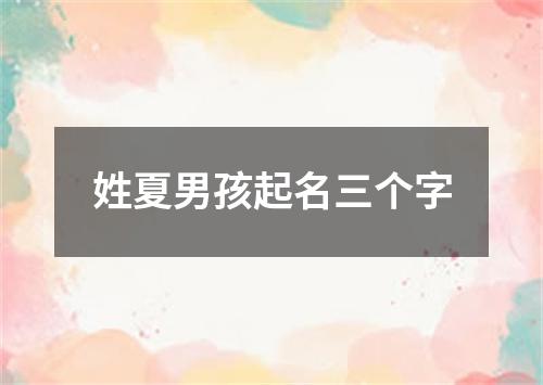 姓夏男孩起名三个字