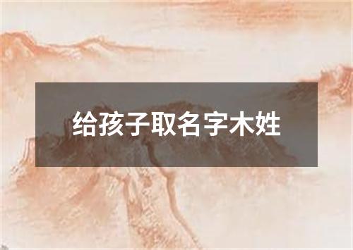 给孩子取名字木姓