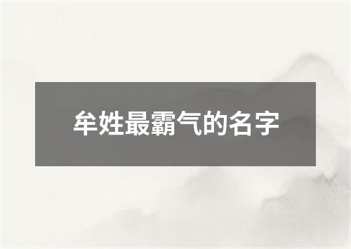 牟姓最霸气的名字