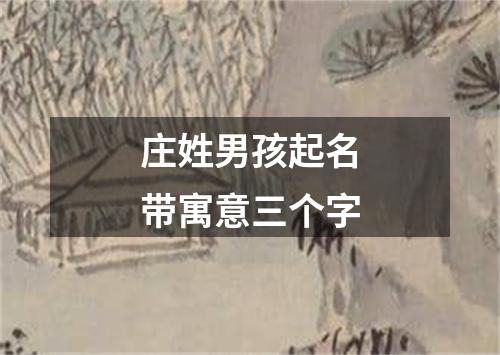 庄姓男孩起名带寓意三个字