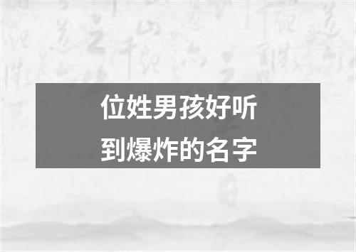 位姓男孩好听到爆炸的名字