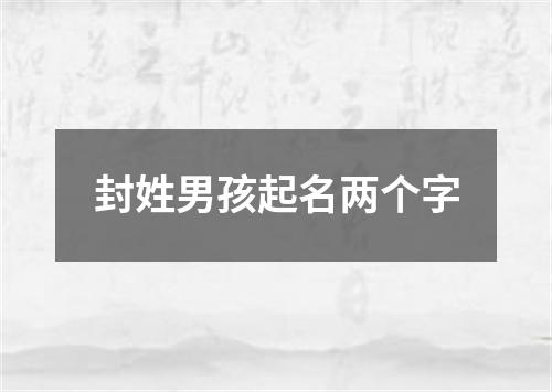 封姓男孩起名两个字