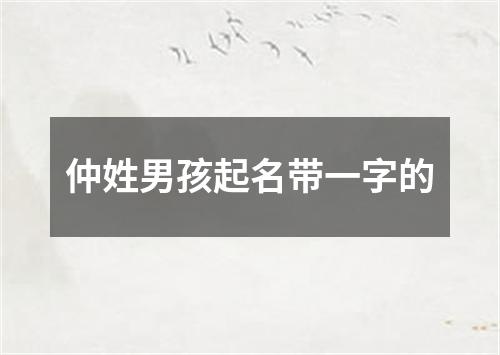 仲姓男孩起名带一字的