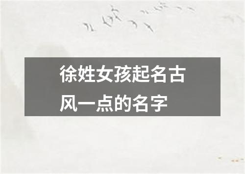 徐姓女孩起名古风一点的名字