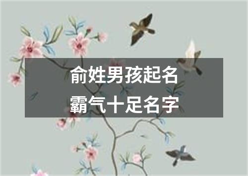 俞姓男孩起名霸气十足名字