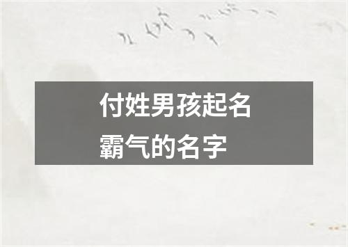 付姓男孩起名霸气的名字