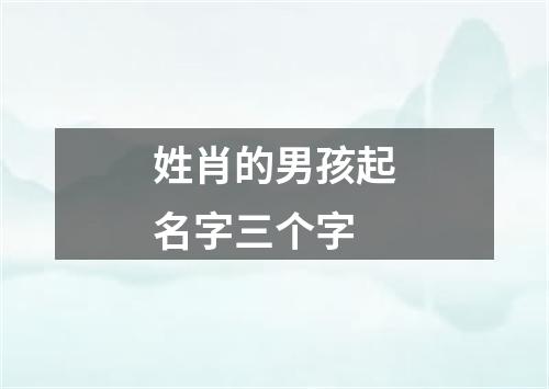 姓肖的男孩起名字三个字