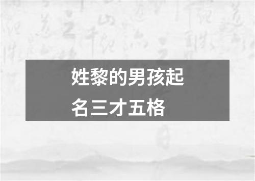 姓黎的男孩起名三才五格