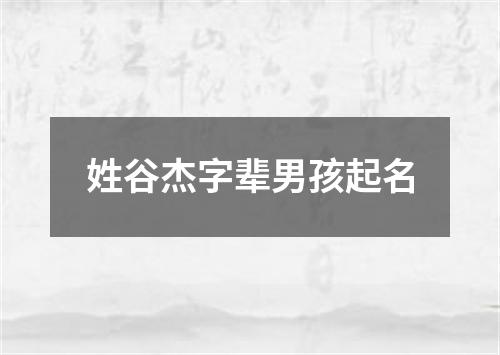 姓谷杰字辈男孩起名