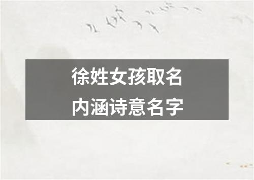 徐姓女孩取名内涵诗意名字