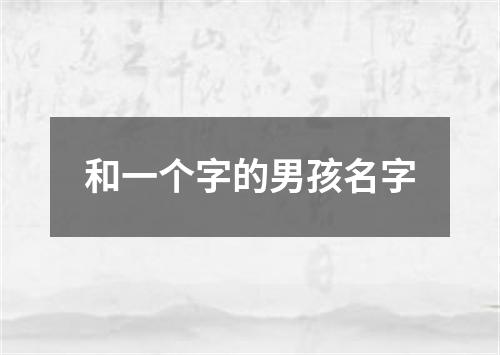 和一个字的男孩名字