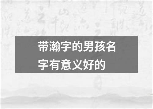 带瀚字的男孩名字有意义好的