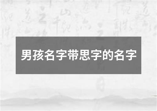 男孩名字带思字的名字