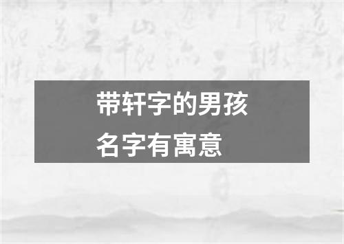 带轩字的男孩名字有寓意