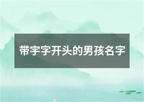 带宇字开头的男孩名字