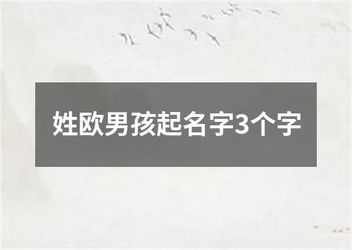 姓欧男孩起名字3个字