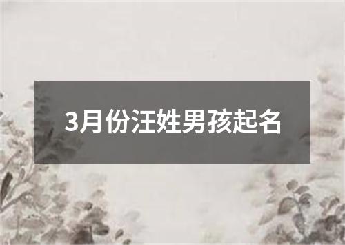 3月份汪姓男孩起名