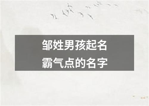 邹姓男孩起名霸气点的名字