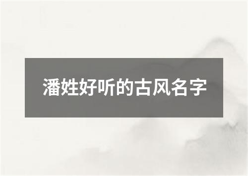 潘姓好听的古风名字