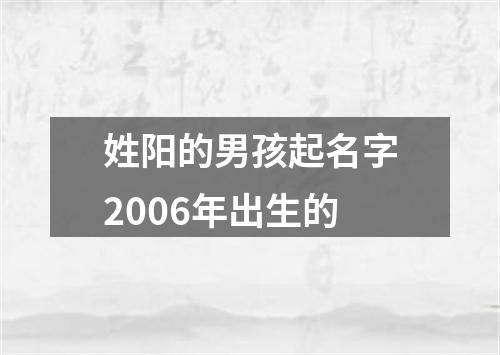 姓阳的男孩起名字2006年出生的