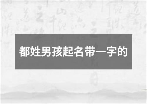 都姓男孩起名带一字的