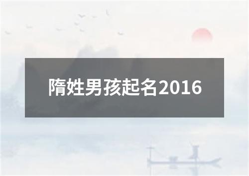 隋姓男孩起名2016